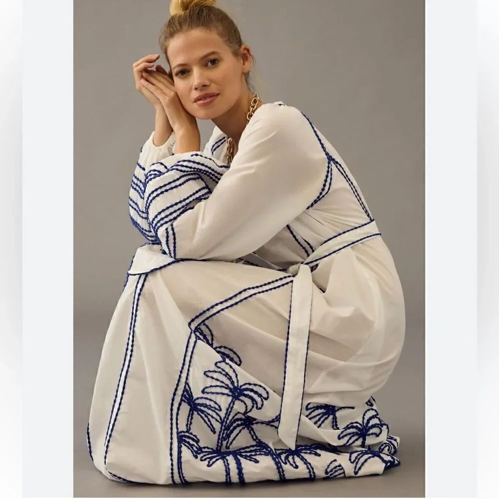 NWT LACE THE LABEL EMBROIDERED PEASANT DRESS Anthropologie Medium